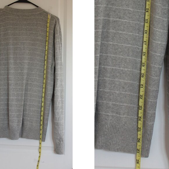 Express Men's Gray Stripes Sweater Cardigan Sz M Button Up Academia Preppy NWOT - Picture 6 of 6